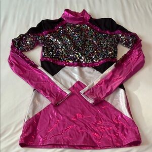 Alexandra Pink and Black Sequin Long Sleeve Dance Dress